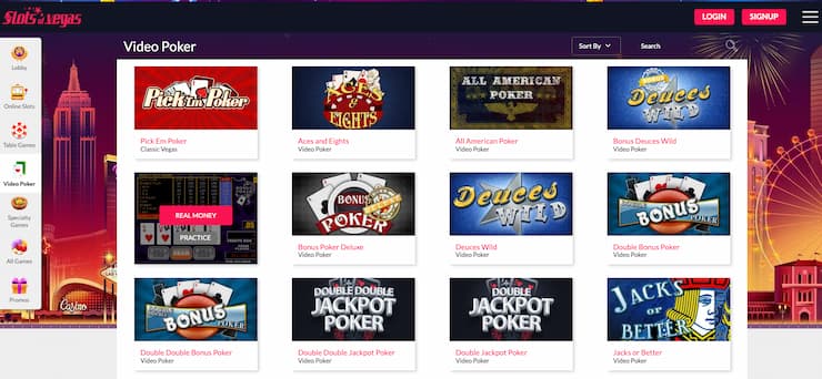 An image of Slots of Vegas, one of the best online video poker casinos.